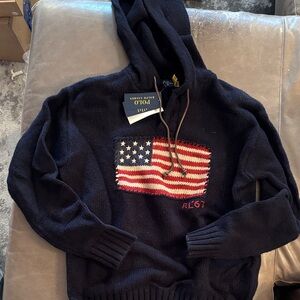 Ralph Lauren flag sweater / hoodie size small. New with tags.